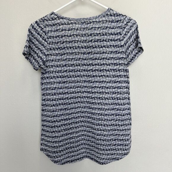 Lularoe | Blue & Cream Striped Print Short Sleeve Top XXS Simply Comfortable - Picture 5 of 5